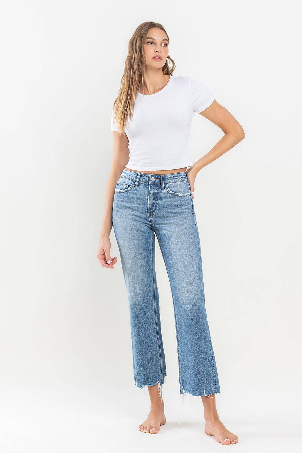 HIGH RISE CROP WIDE LEG JEAN T6202