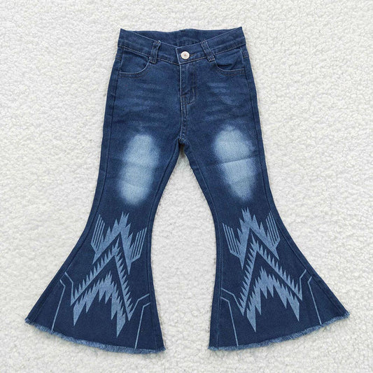 Girls Aztec Denim Bell Pants