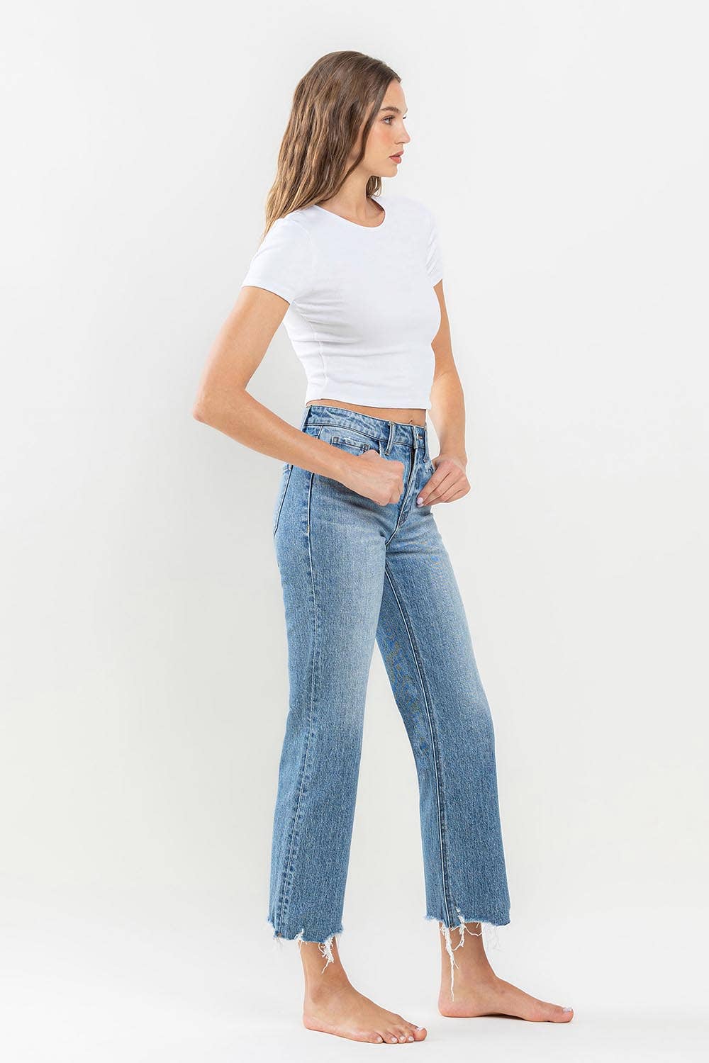 HIGH RISE CROP WIDE LEG JEAN T6202