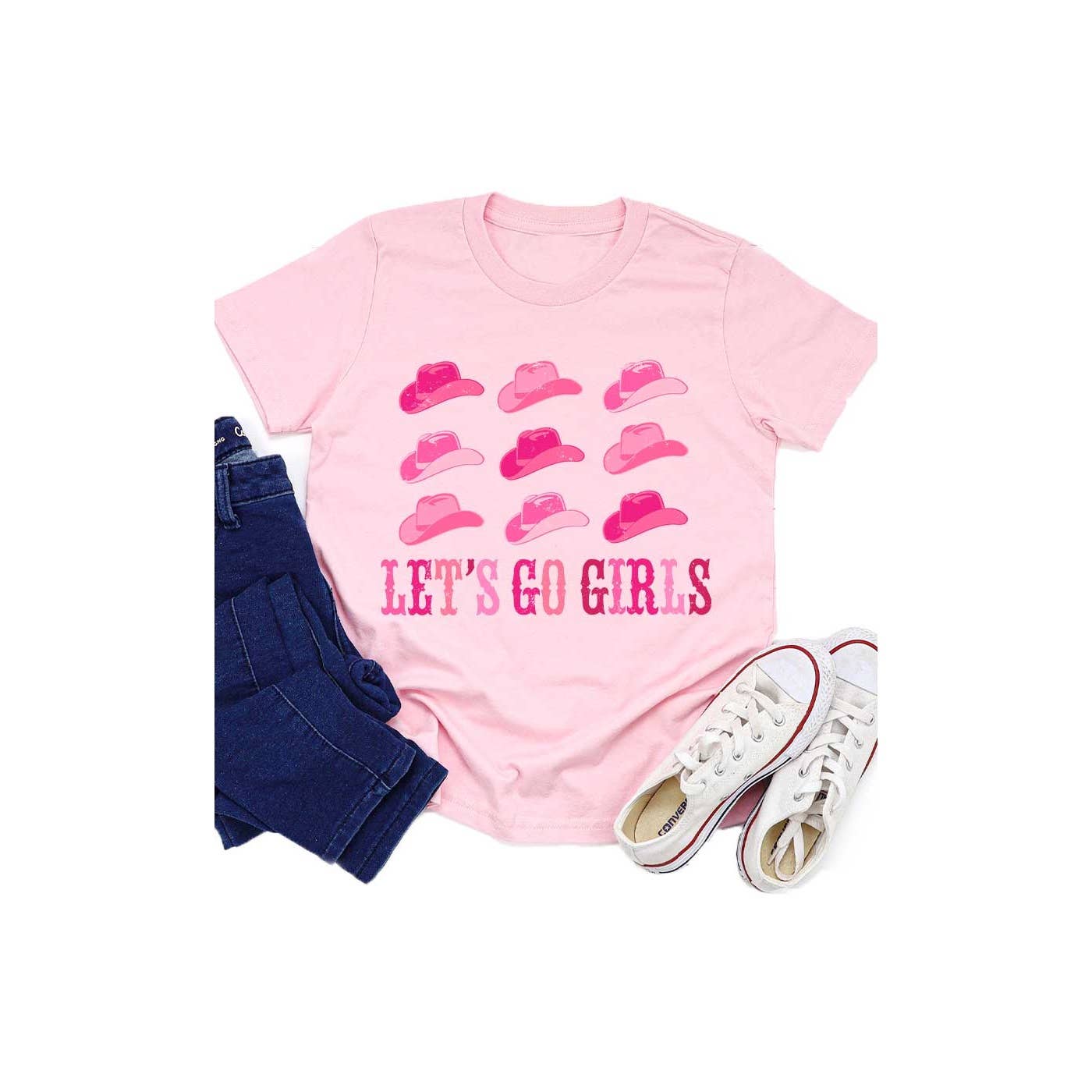 Cowgirl Hat Lets Go Girls Western Kids Graphic Tee