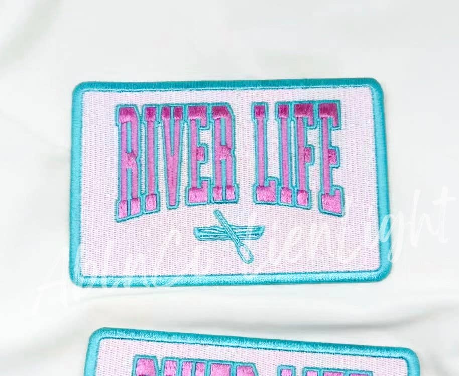 River Life preppy embroidered trucker hat patch iron on