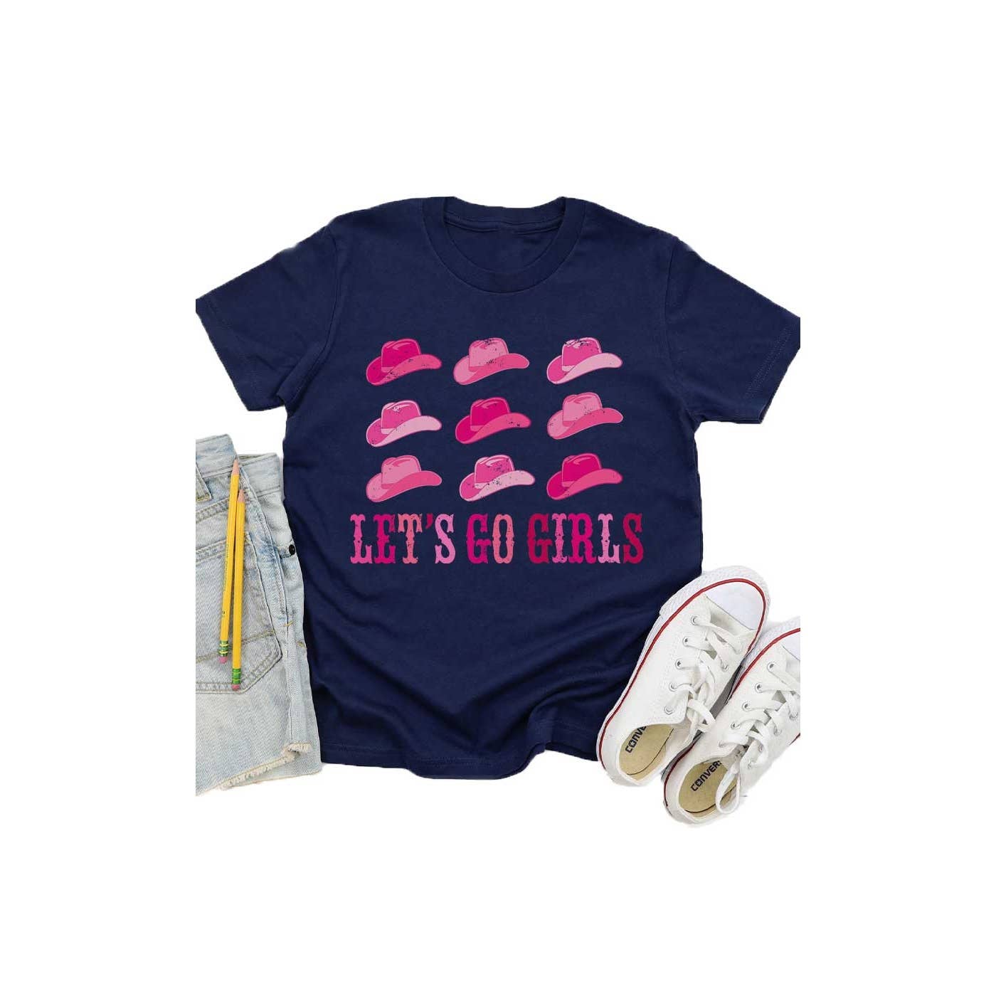 Cowgirl Hat Lets Go Girls Western Kids Graphic Tee