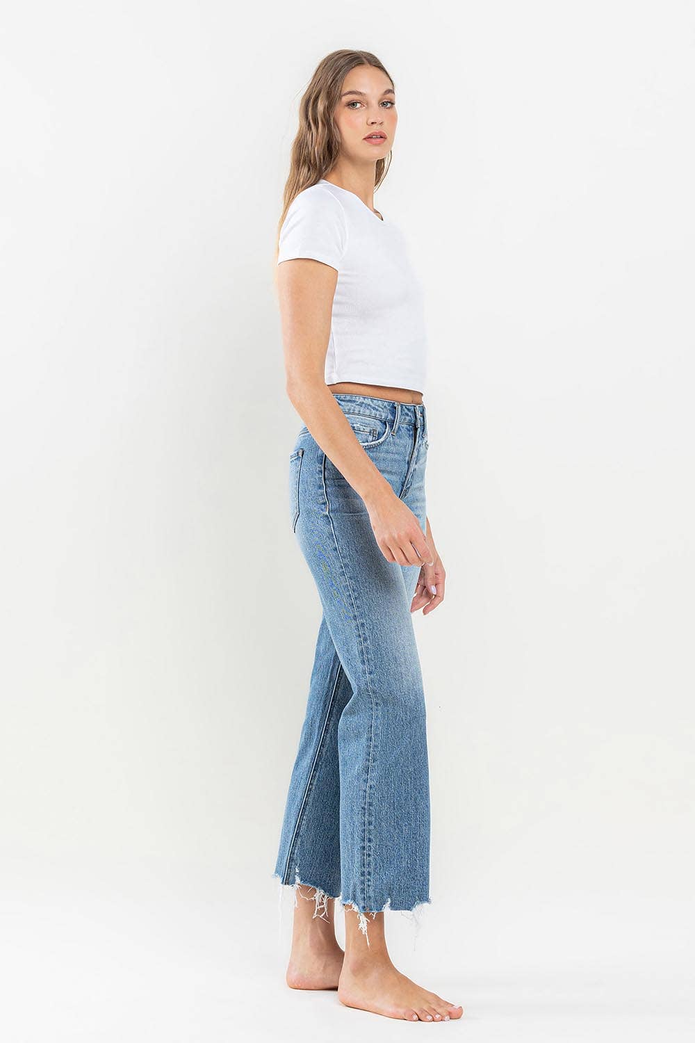 HIGH RISE CROP WIDE LEG JEAN T6202