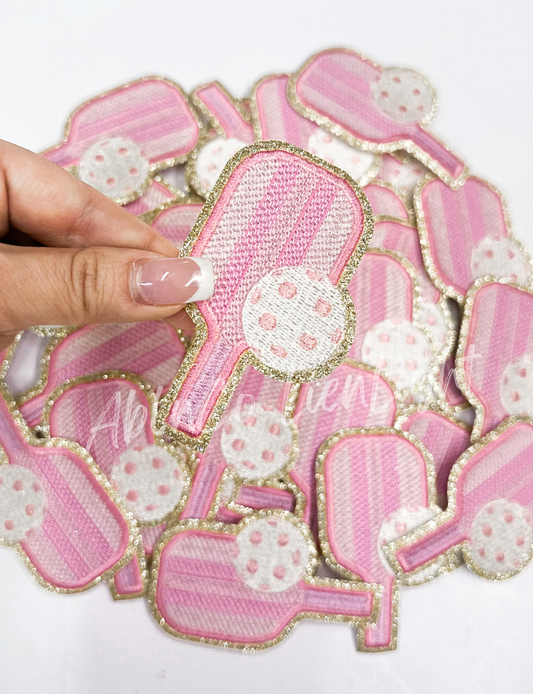 Trucker hat patches 3” preppy pink pickle ball patch iron on