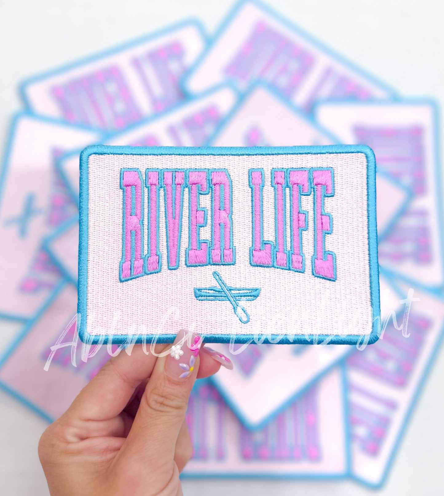 River Life preppy embroidered trucker hat patch iron on