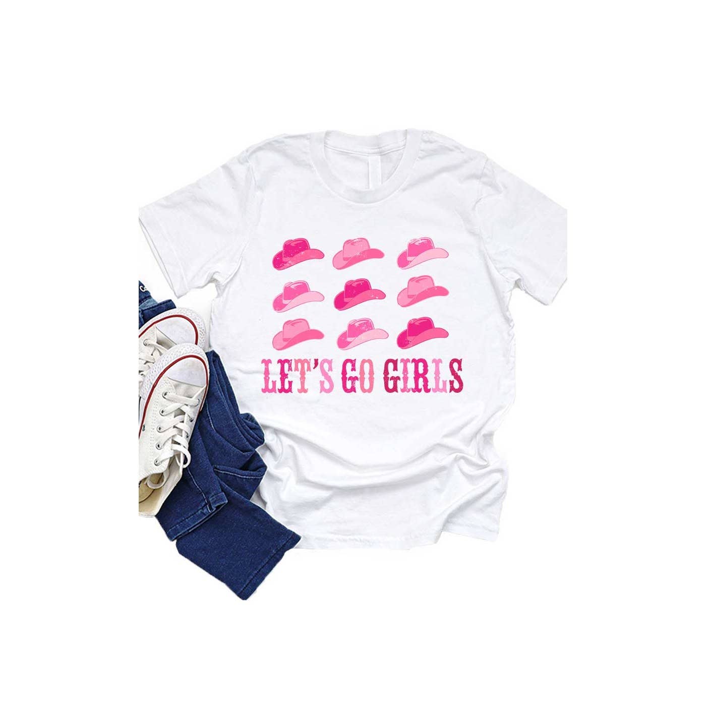 Cowgirl Hat Lets Go Girls Western Kids Graphic Tee