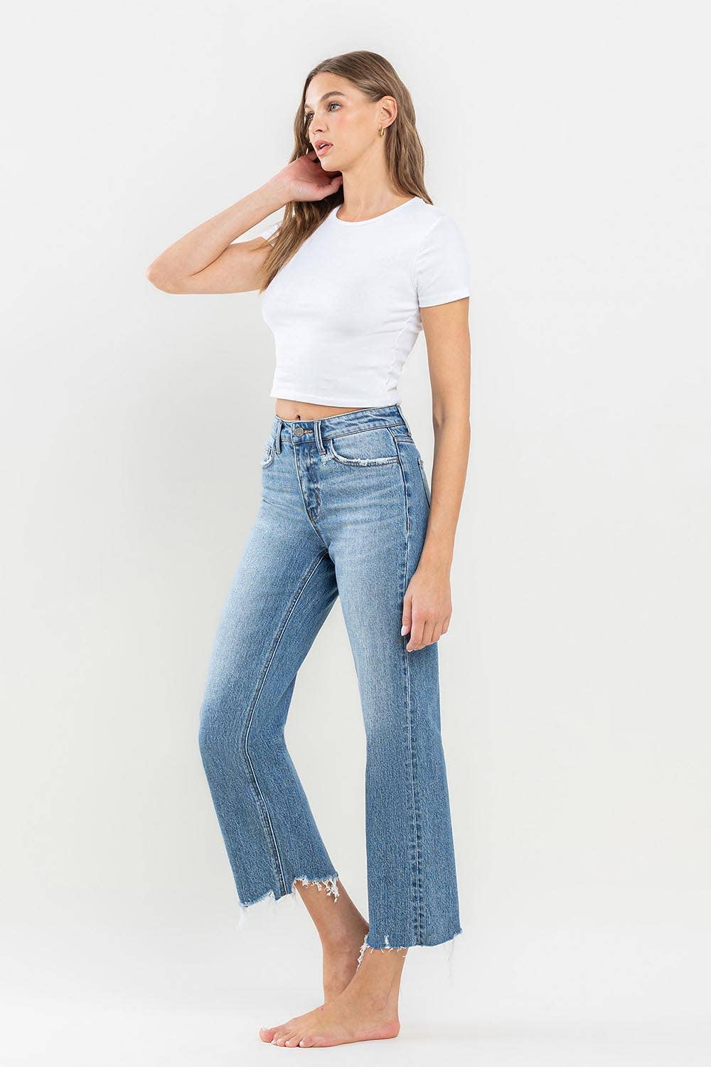 HIGH RISE CROP WIDE LEG JEAN T6202