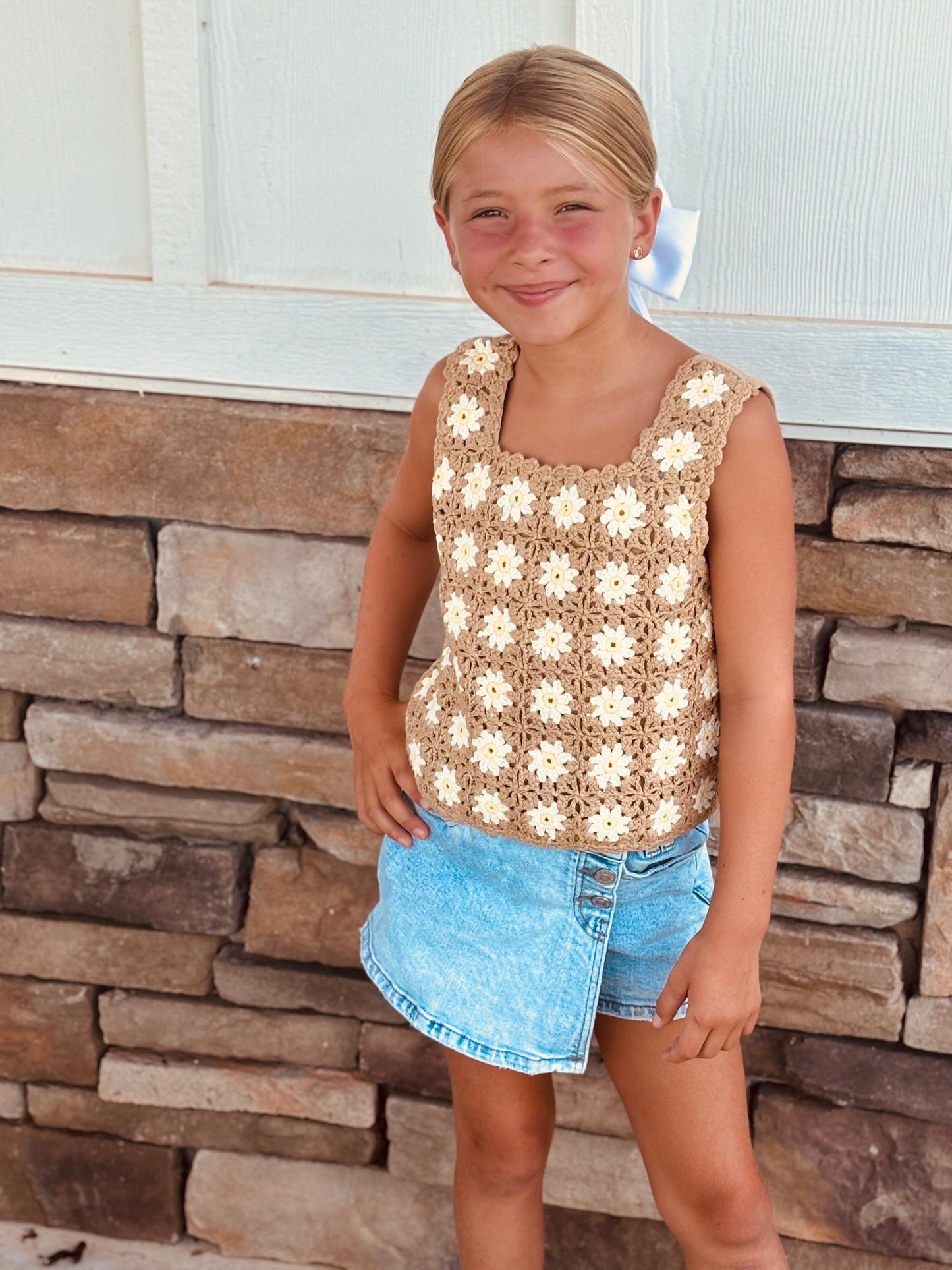 TWEEN KIDS GIRLS SLEEVELESS CROCHET TOP (7-14)