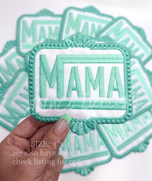 MAMA 4” patch turquoise western trucker hat patch iron on