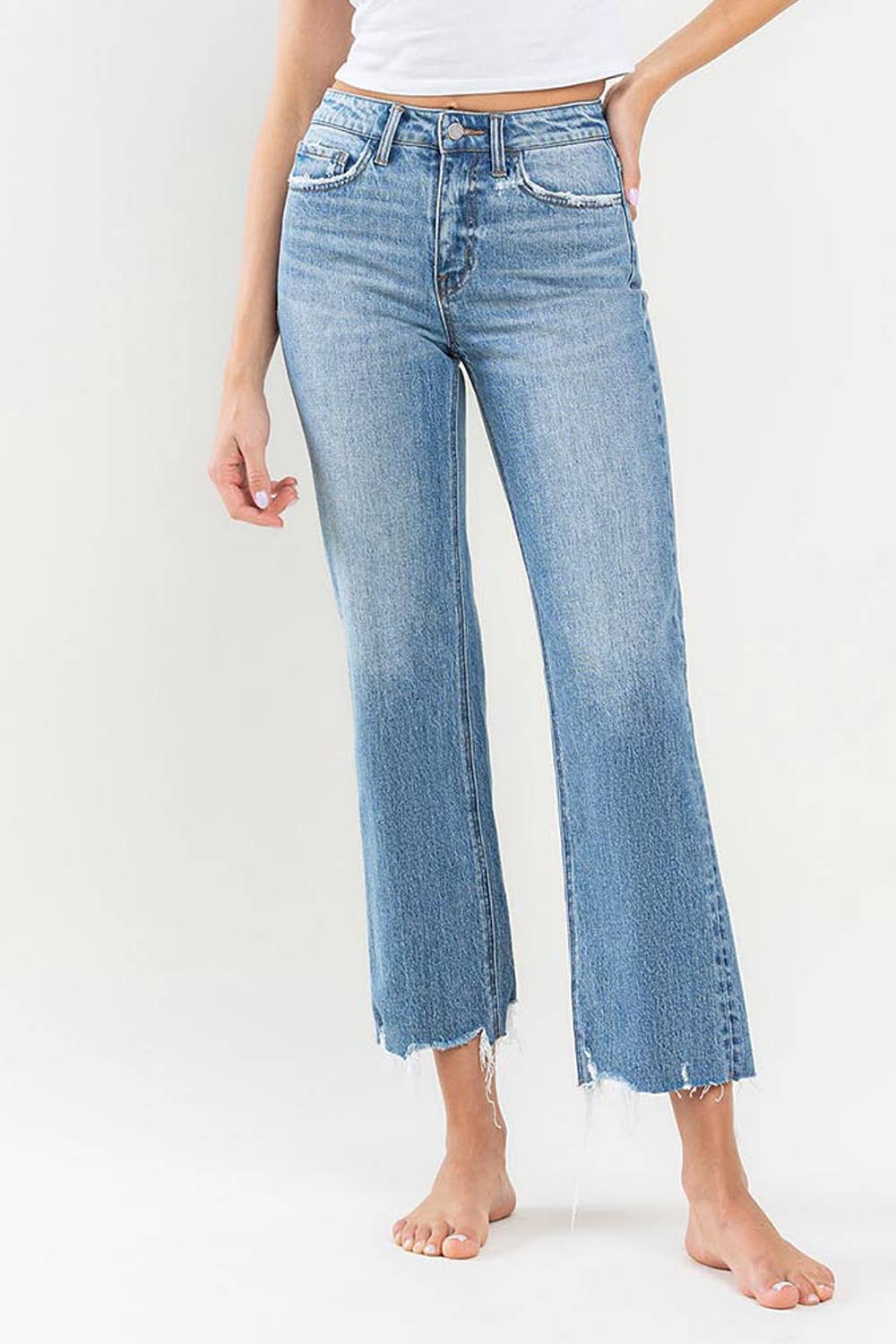 HIGH RISE CROP WIDE LEG JEAN T6202