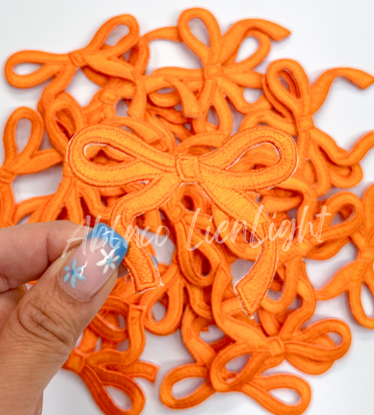 Orange dainty bow trucker hat embroidery patch iron on