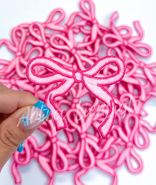 Hot pink dainty bow trucker hat embroidery patch iron on