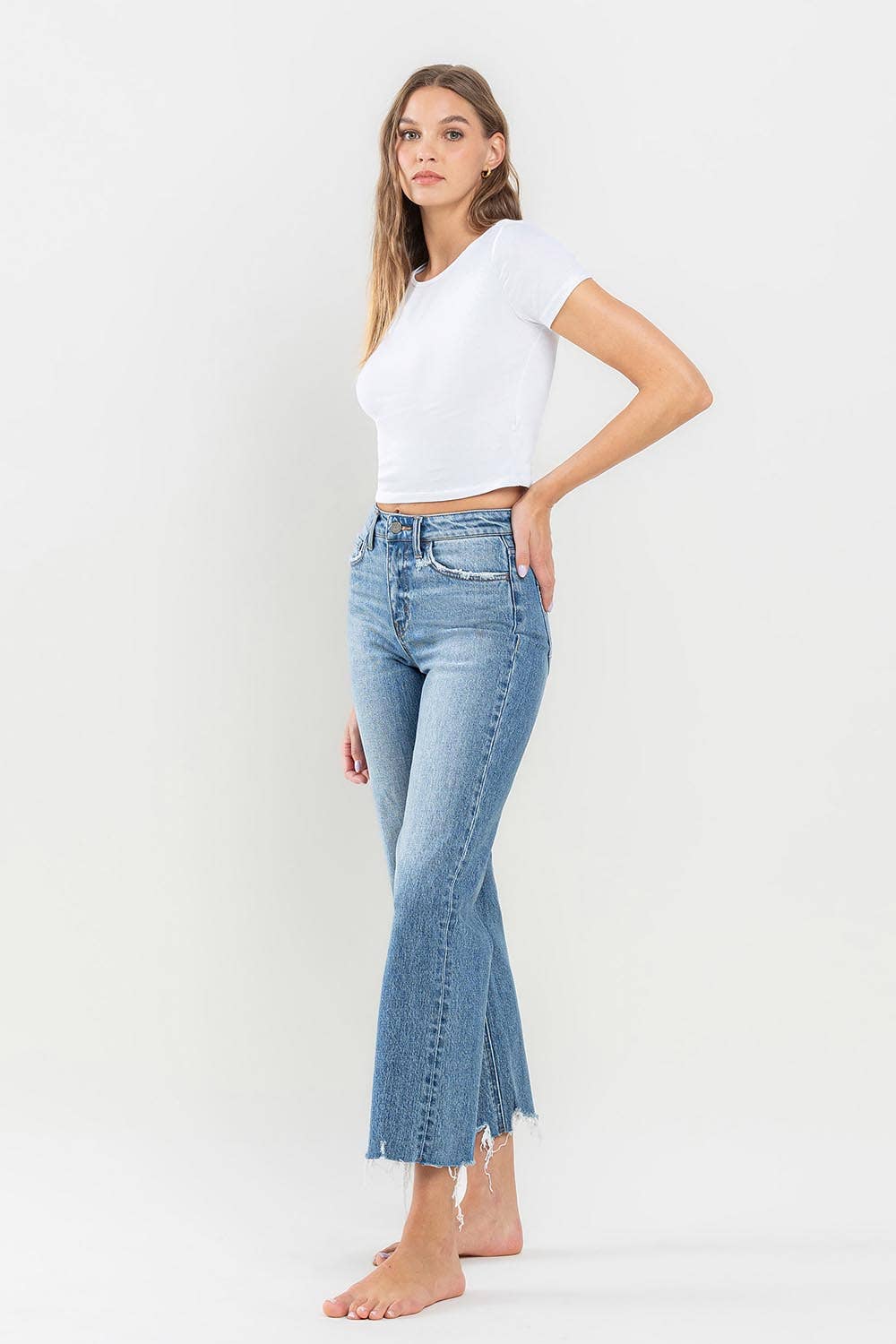 HIGH RISE CROP WIDE LEG JEAN T6202