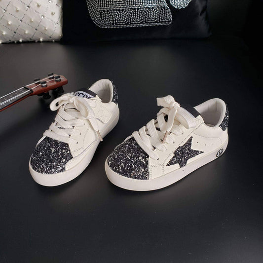 Black Glitter Star Sneakers