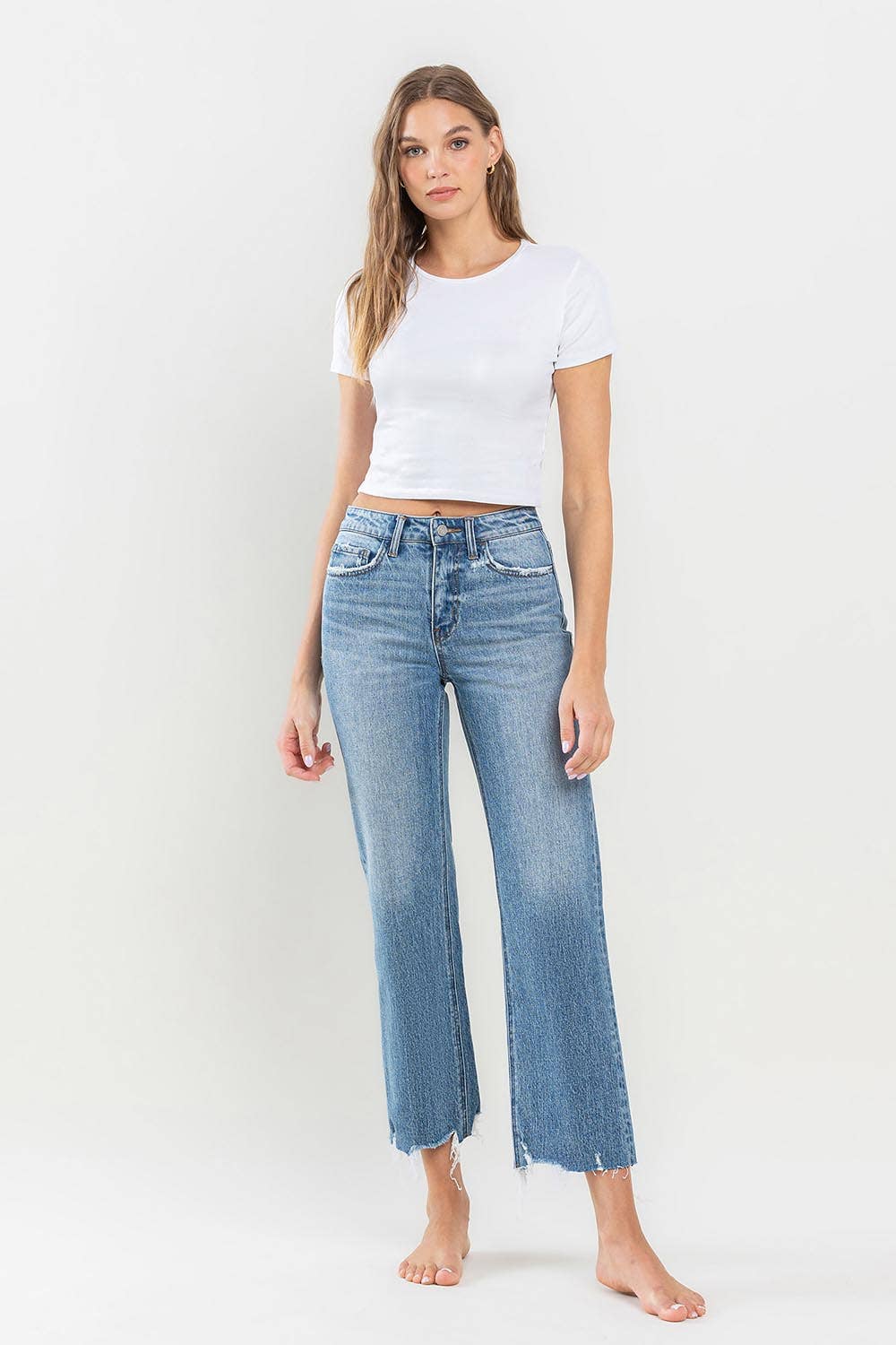 HIGH RISE CROP WIDE LEG JEAN T6202