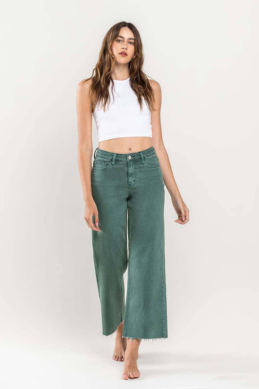 HIGH RISE CROP WIDE LEG JEAN  T5872MG